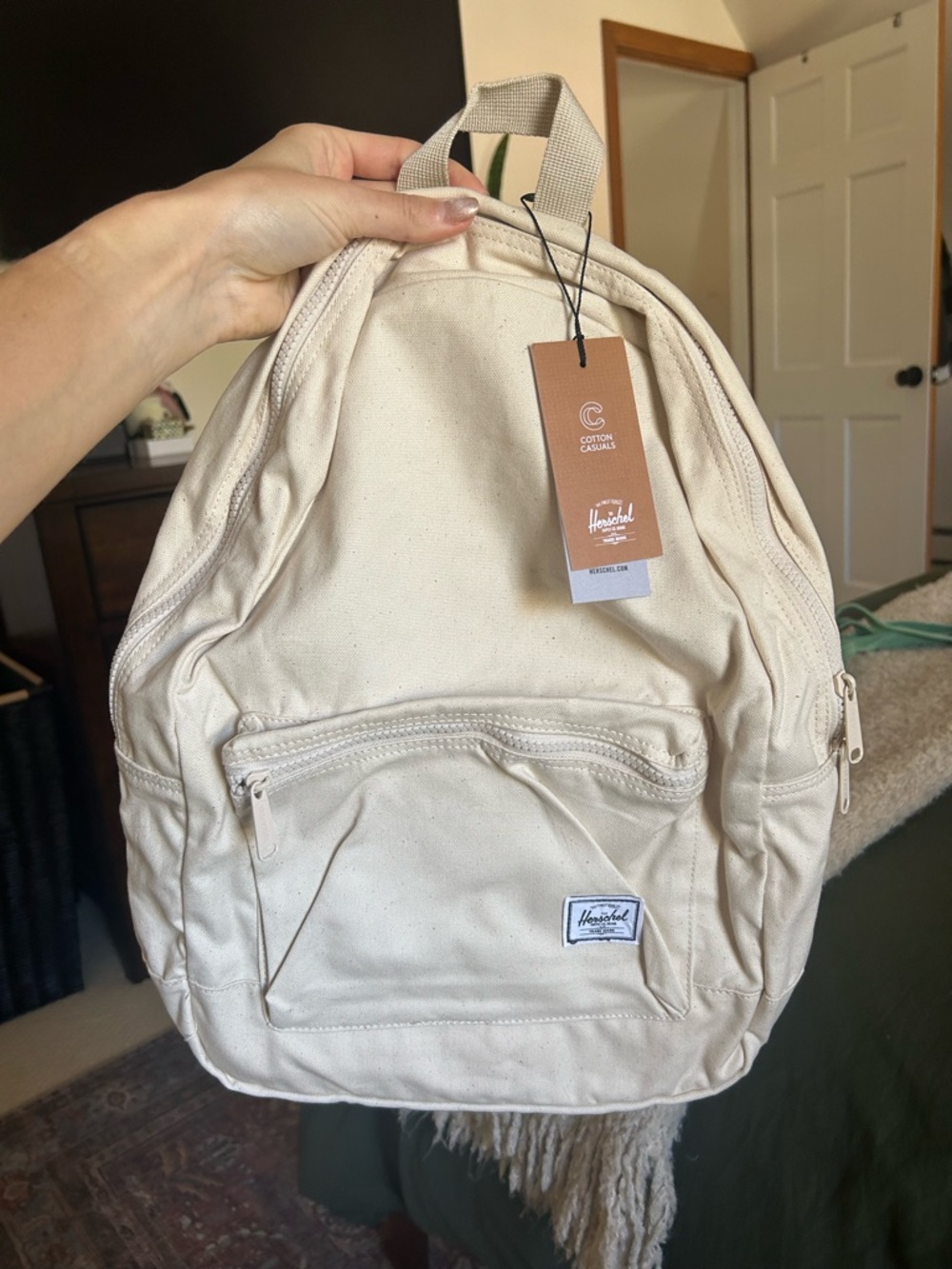 NWT Herschel Cotton Casual Backpack in Natural Canvas